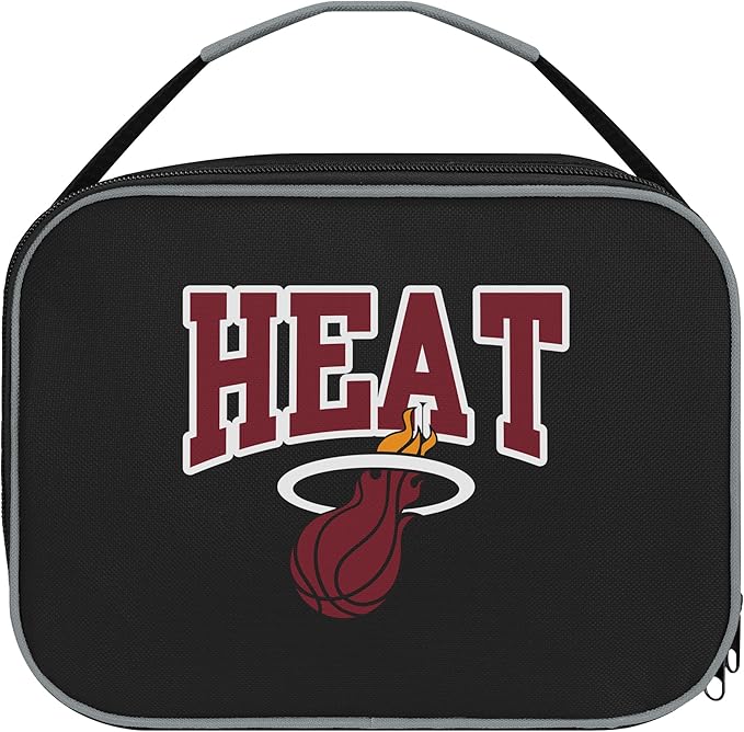 FOCO NBA Unisex-Adult Officially Licensed Wordmark Team Color Big Logo Basketball Zip Closure 7L Lunch Bag - Miami Heat