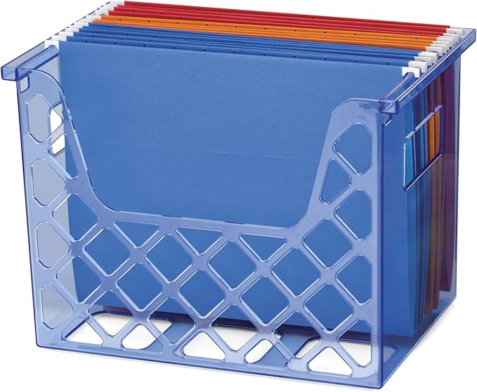 Officemate Blue Glacier Desktop File Organizer, 1 Section, Letter-Size, 8.63" Long, Translucent Blue