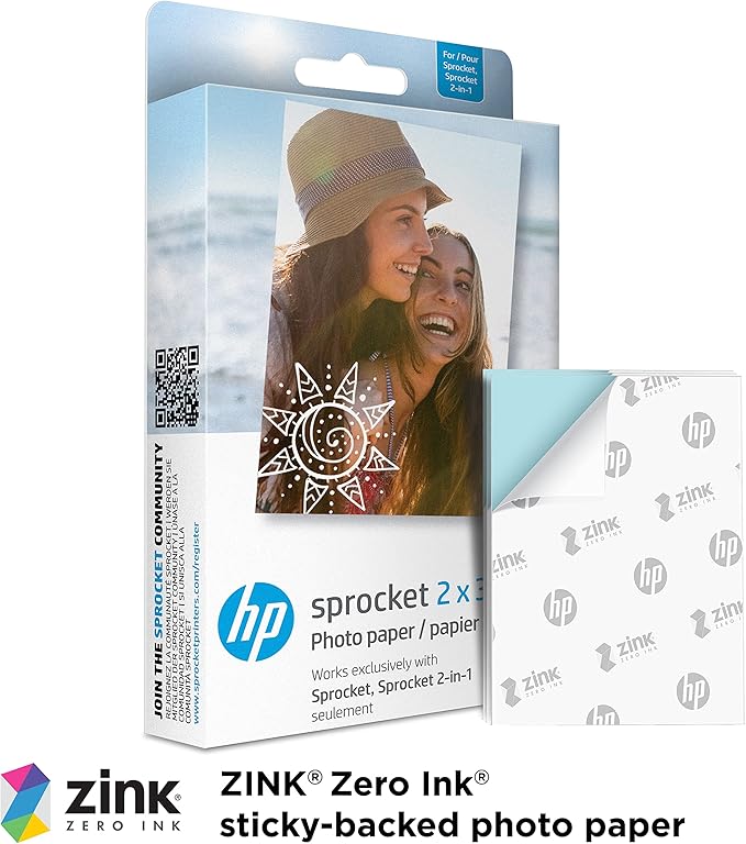 HP Sprocket Portable 2x3 Instant Photo Printer (Black Noir) Starter Bundle