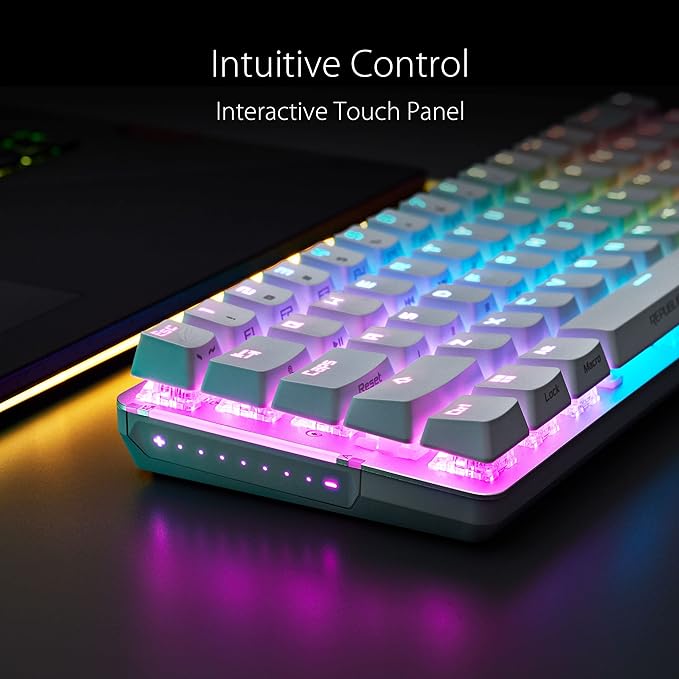 ASUS ROG Falchion Ace 65% RGB Compact Gaming Mechanical Keyboard, Lubed ROG NX Red Switches & Switch Stabilizers, Sound-Dampening Foam, PBT Keycaps, Wired with KVM, Three Angles, Cover Case-Black