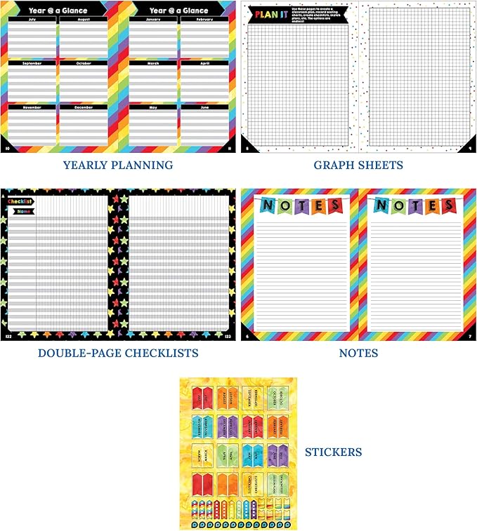 Carson Dellosa Celebrate Learning Teacher Planner 2025-2026, Undated 8" x 11" Lesson Plan Book With Stickers, Class Schedule, and Weekly Calendar School Supplies, Homeschool and Classroom Must Haves