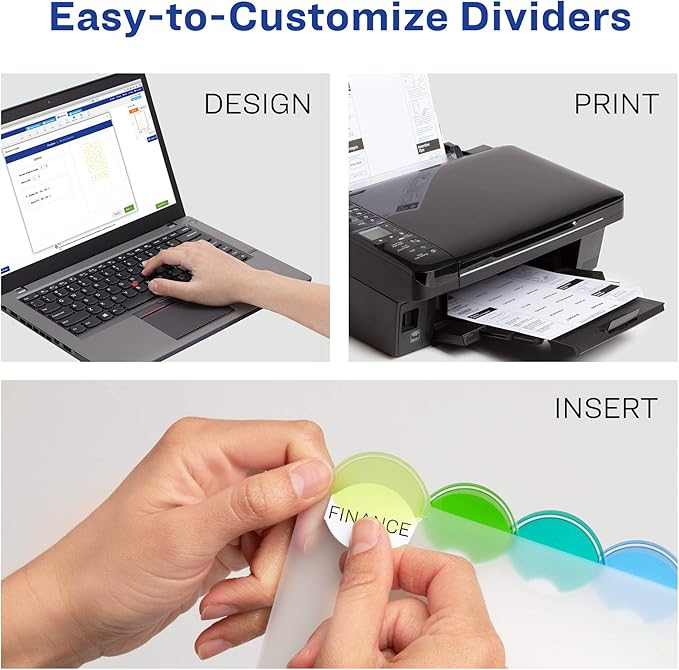 Avery Insertable Style Edge Plastic Dividers for 3 Ring Binders, 8-Tab Set, Multicolor, 1 Set (11201)