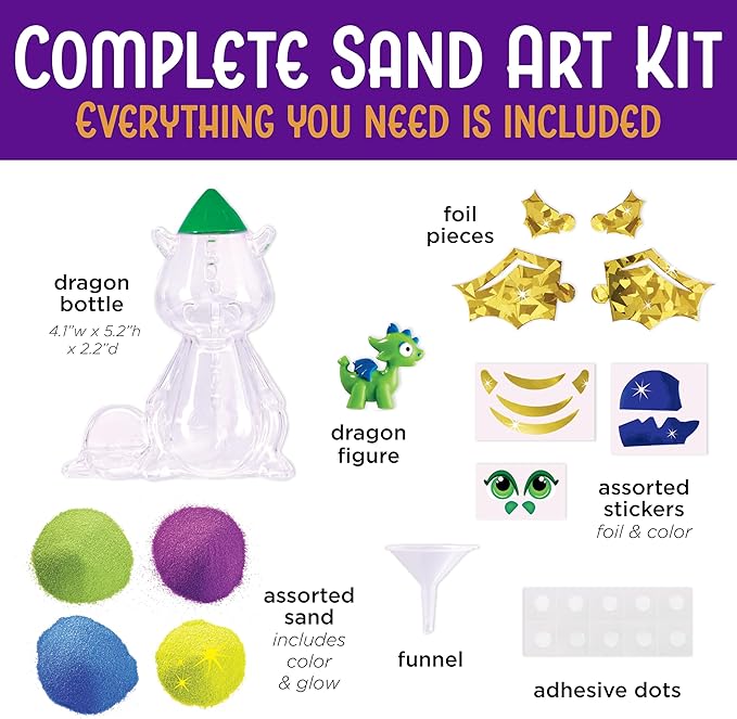 Creativity for Kids Sand Art Kit for Kids: Dragon - Arts and Crafts for Kids, Small Easter Basket Stuffer Gifts (Ages 6+)