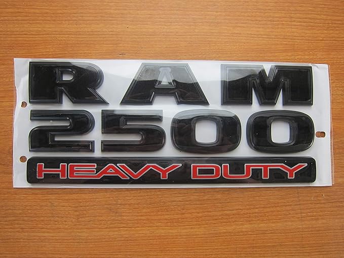Ram 2500 Heavy Duty Flat Black & Red Lettering Nameplate New Mopar OEM
