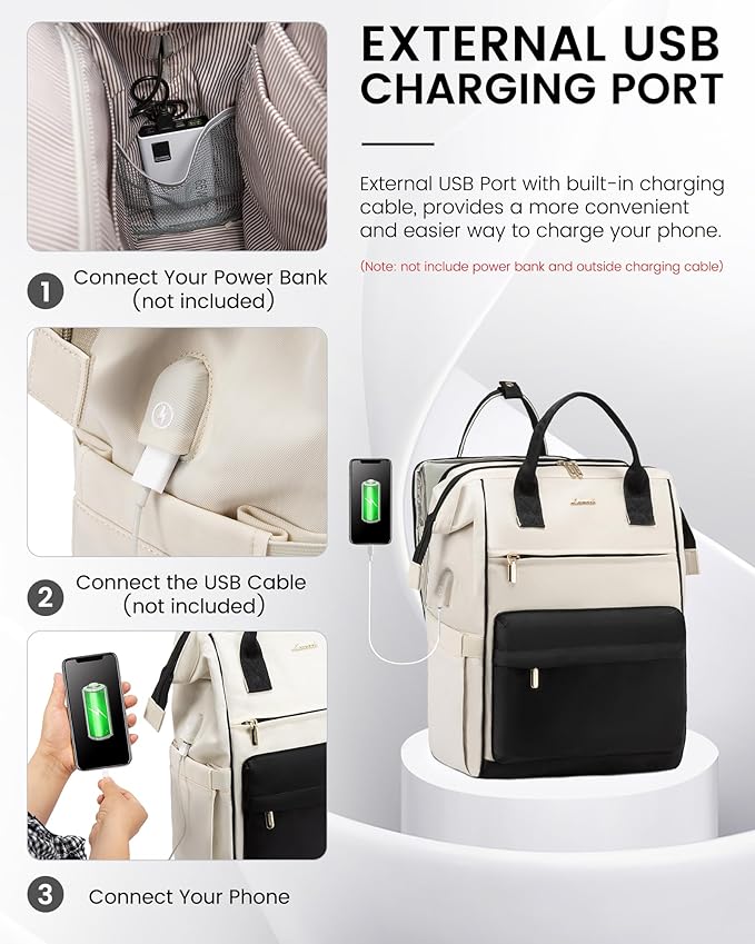 LOVEVOOK Laptop Backpack for Women, 17 Inch Work Teacher Nurse Bag with Laptop Compartment, Large Capacity Business Computer Backpack Purse with USB Port, Stylish Casual Daypack for Travel
