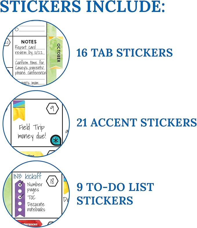 Carson Dellosa Celebrate Learning Teacher Planner 2025-2026, Undated 8" x 11" Lesson Plan Book With Stickers, Class Schedule, and Weekly Calendar School Supplies, Homeschool and Classroom Must Haves