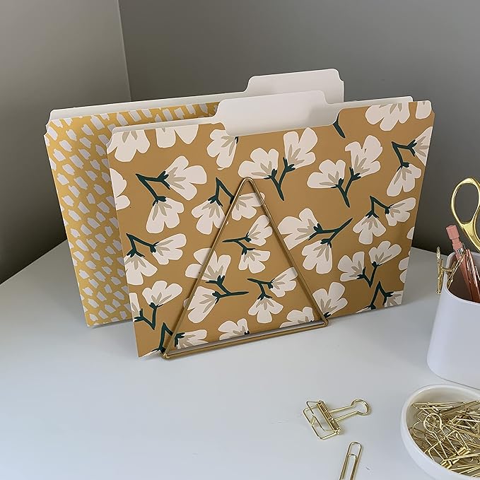 Cute File Folders, Set of 24 3-Tab Letter Size Decorative File Folders Boho Colored Manilla 8.5 x 11 Filing – Pretty Designer Home Office School Supplies (Blossom)