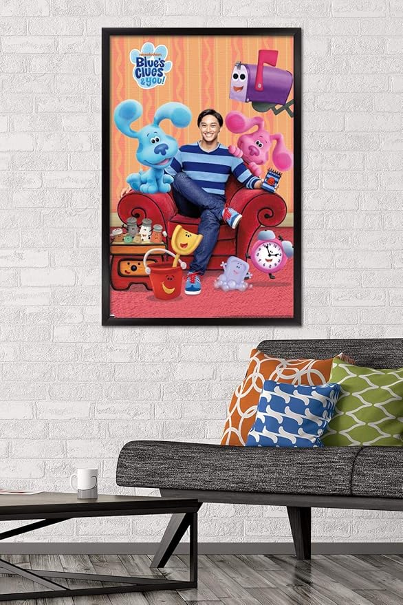Nickelodeon Blue's Clues - Group Wall Poster, 34L" x 22.4W", Black Framed Version