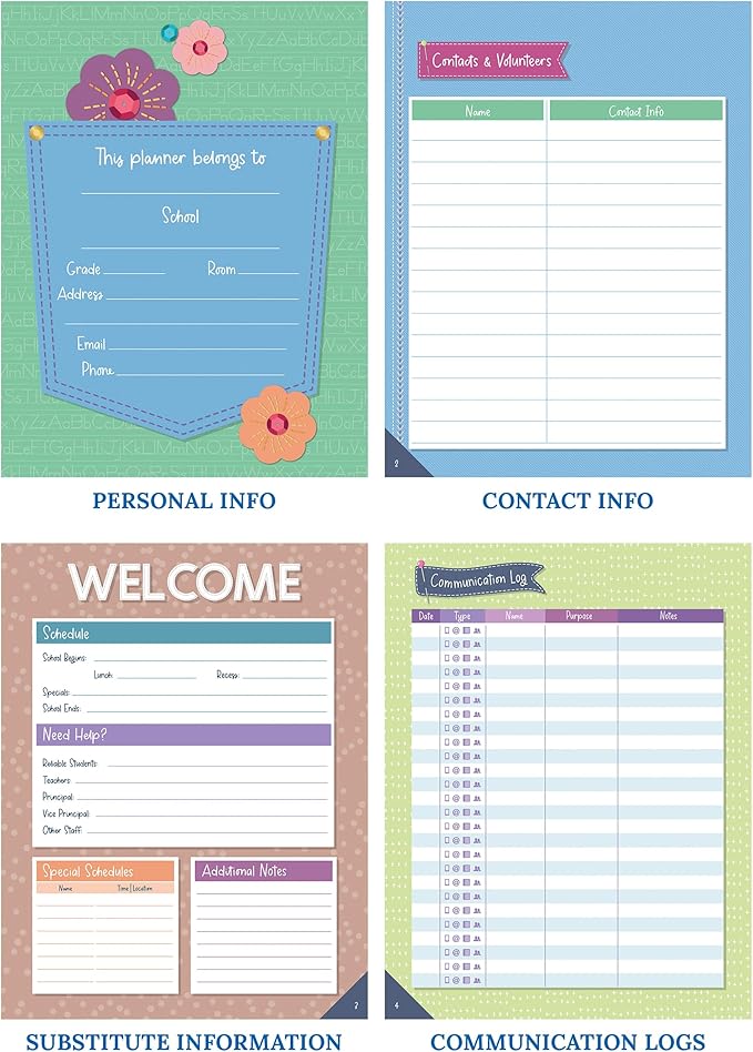 Carson Dellosa Education Crafty & Cool Teacher Planner 2025-2026,Undated 8"x11" Lesson Plan Book With Stickers,Class Schedule,Weekly Calendar,Classroom Must Haves,Homeschool Essentials,School Supplies