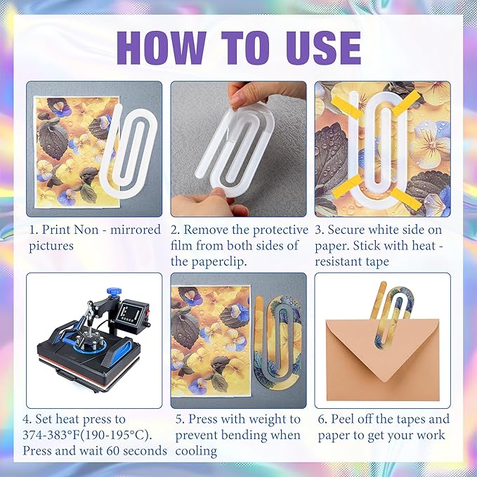 48 Pack Acrylic Sublimation Paper Clips Blanks, 4" X 2" 24Pcs Jumbo Sublimation Paper Clips with 24Pcs Gift Bags Personalized Paperclips Bookmark for DIY Crafts, Home Office School Supplies