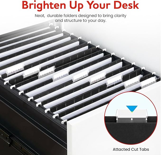 Black Hanging File Folders – 8 Pack, Letter Size File Organization Folders for Home, Office, School & Filing Cabinets