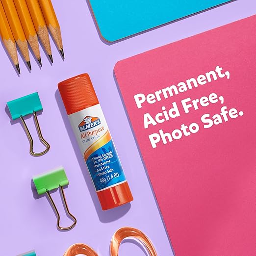 Elmer's All Purpose Glue Sticks,Washable & Non-Toxic,Clear,22 Grams,- Classroom,Household,Craft Projects,Poster,Vision Board,#1 Teacher Brand,12 Count (Pack of 8)