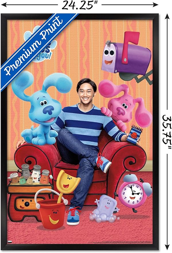 Nickelodeon Blue's Clues - Group Wall Poster, 34L" x 22.4W", Black Framed Version