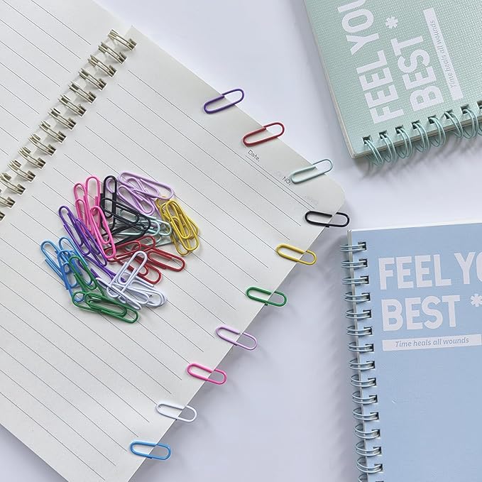 300 Pcs Small Size Colored Paper Clips 28mm/1.1in with Plastic Box for School Office and Personal Use
