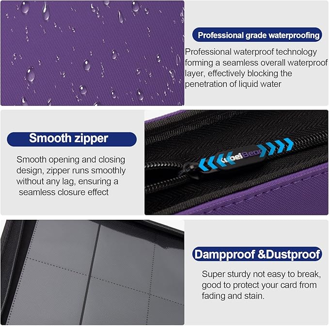 Card Binder – 720 Capacity, Zippered Trading Card Holder for MTG, Sports & Collectible Cards – Acid-Free, Durable & Travel-Friendly Storage (Purple dots, 12 Pocket)