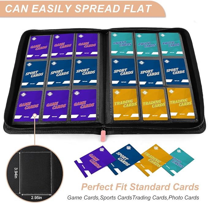 Trading Card Binder, Card Binder Album Folder Book Fit for MTG Baseball Football Sports Cards, Easy to Use Card Collection Binder (Pink, 432 Pockets)