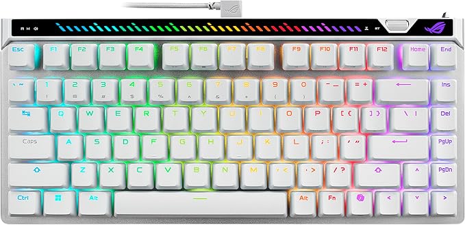 ASUS ROG Falchion Ace 75 HE Wired Analog/Hall Effect Gaming Keyboard – 75% TKL, USB, Hot Swappable HFX V2 Magnetic Switch, Rapid Trigger, 8KHz Polling, ABS Keycap, Carry Case, Web-based Config – White