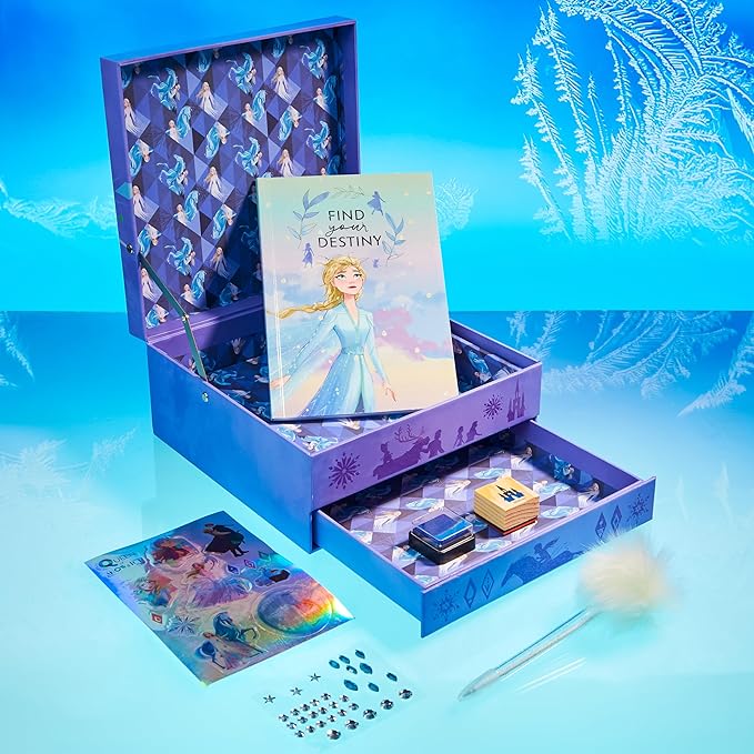 Disney Stitch Notebook Stationery Set Kids Diary DIY Journal Kit and Craft Supplies (Purple Frozen)