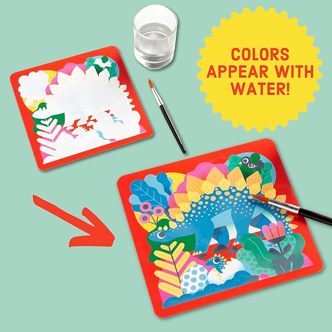 Mudpuppy Mighty Dinosaurs – Color Magic Water Reveal Kit with Illustrations of Prehistoric Dinosaurs for Children Ages 2 and Up
