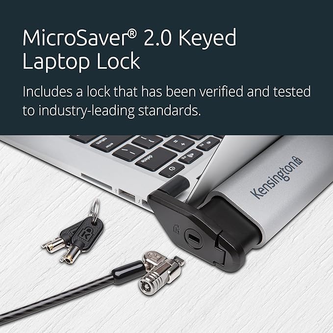 Kensington MacBook and Surface Laptop Locking Station with Keyed Lock Cable, Macbook Locks With 6 Foot Cable, Laptop Security Lock for Macbook Air/Pro, Laptop Locking Cable, K64453WW