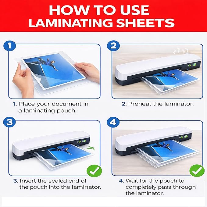5MIL Thermal Laminating Sheets (125 Count) Small Sizes, Photo, Card, Notecard, ID Badge, Business Card Dry-Erase Friendly Laminating Pouches, Compatible with Laminators, Crystal Clear Laminated Finish