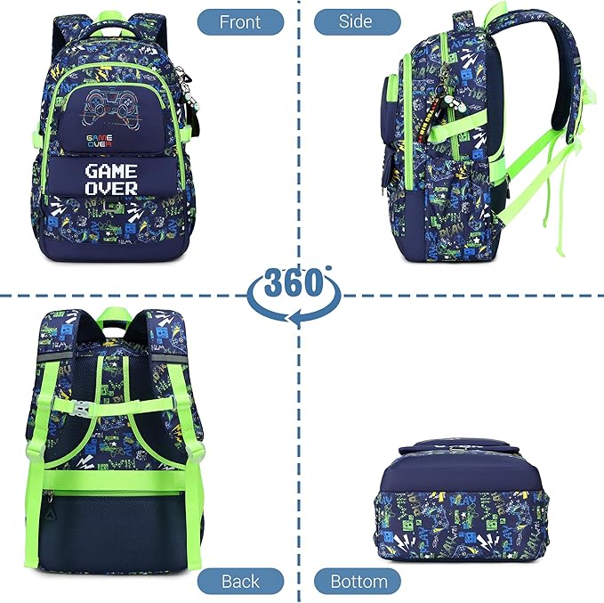 Makukke Kids Backpack for School Boys, 15.6" Soccer Backpack with Lunch Box & Pencil Case, Bookbag For Elementary, Middle School
