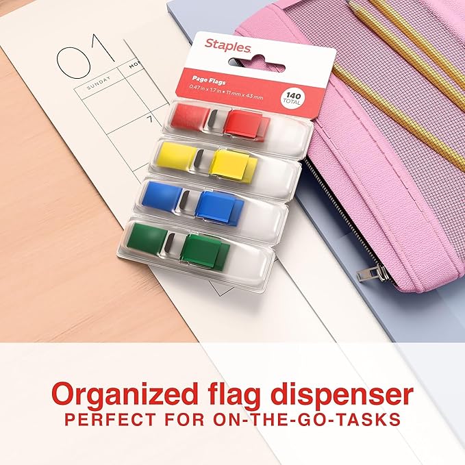 Staples Index Tabs, 2", Assorted Colors, 24 Tabs – Extra‑Wide Tabs for Filing, Binders & Document Organization