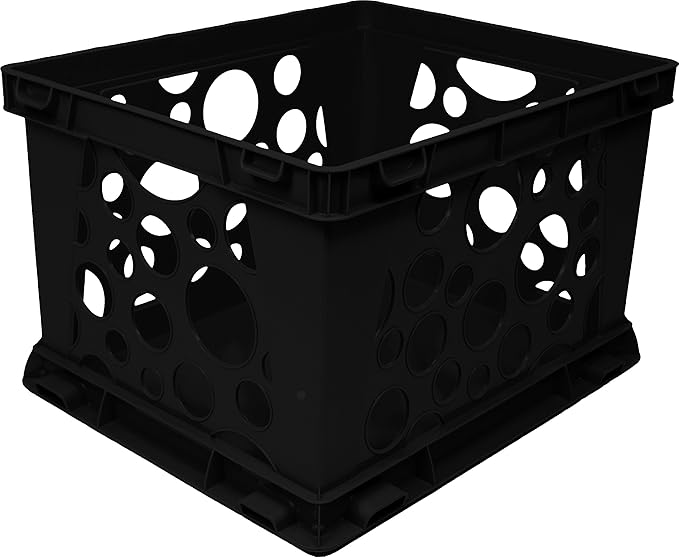 Storex Premium File Crate with Handles – Letter and Legal Document and Folder Storage, Black 3-Pack (61546U03C)