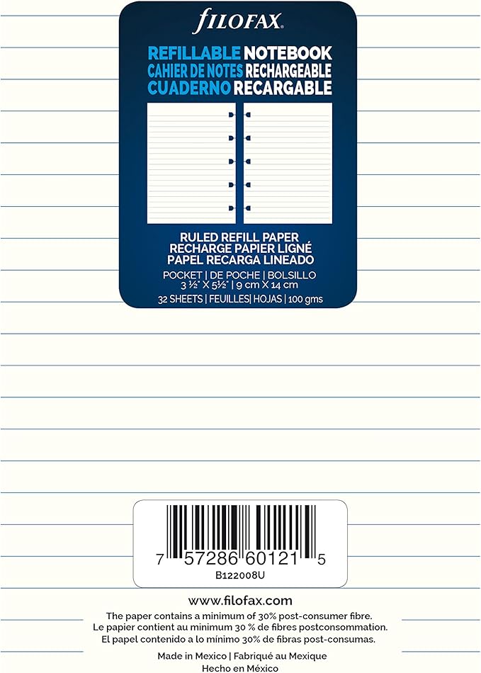 Filofax Notebook Ruled Refill (B122008U)