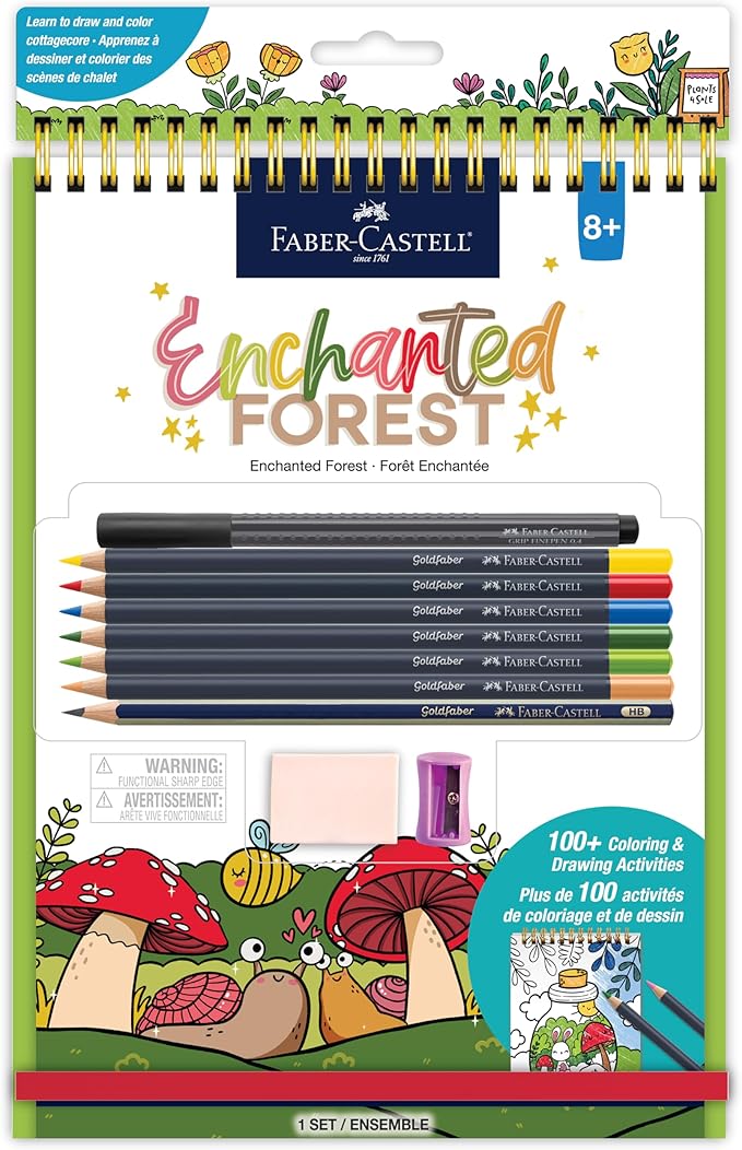 Faber-Castell Learn to Draw Enchanted Forest: Step-by-Step Drawing Kit with 100+ Activities, Goldfaber Colored Pencils, Stickers & More | Screen-Free Art Gift for Kids, Tweens & Beginners (Ages 8+)