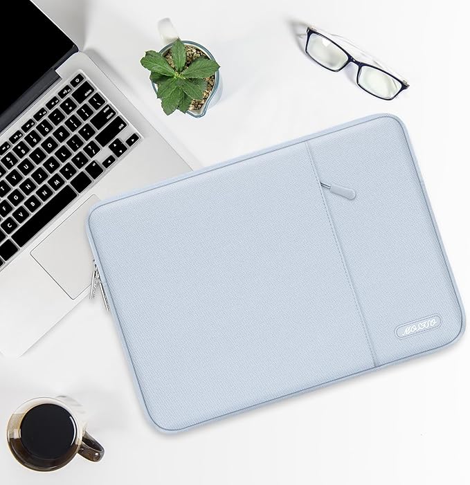 MOSISO Laptop Case 13.3 inch, 13-13.3 inch Laptop Sleeve Compatible with MacBook Air/Pro 13/Pro 14 M5 M4 M3 M2 M1, HP Dell ASUS Lenovo,Polyester Vertical Computer Sleeve Bag with Pocket, Baby Blue