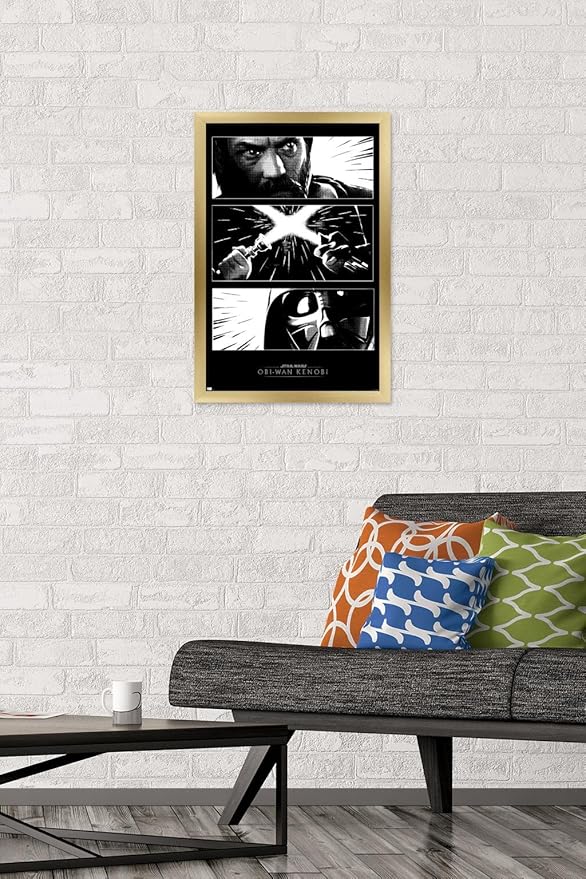 Trends International Star Wars: Obi-Wan Kenobi - Panels Wall Poster, 14.725" x 22.375", Gold Framed Version
