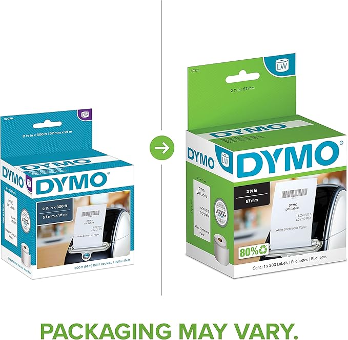 DYMO Authentic LW Continuous Labels, DYMO Labels for LabelWriter Label Printers, 2-1/4" x 300-Feet, 1 Roll