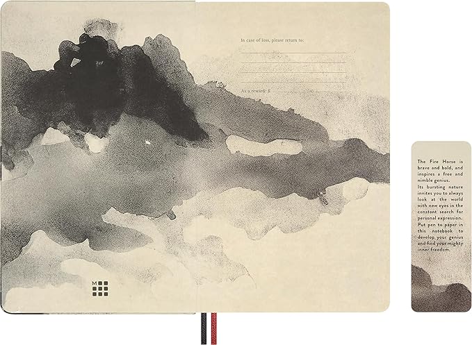 Moleskine Limited Edition Year of the Horse 2026 Calligraphy Notebook in Gift box, Hard Cover, Large (5" x 8.25") Ruled/Lined, Light Grey, 176 pages
