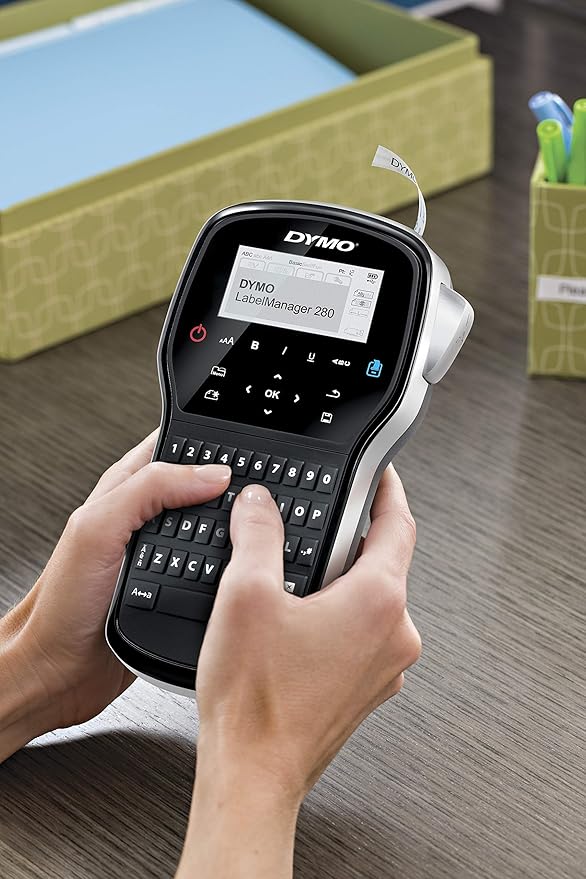 DYMO Label Maker with Adapter LabelManager 420P High-Performance Label Maker Rechargeable PC and Mac Connectivity Bright Backlit Display Easy-to-Use Portable For Home & Office Organization