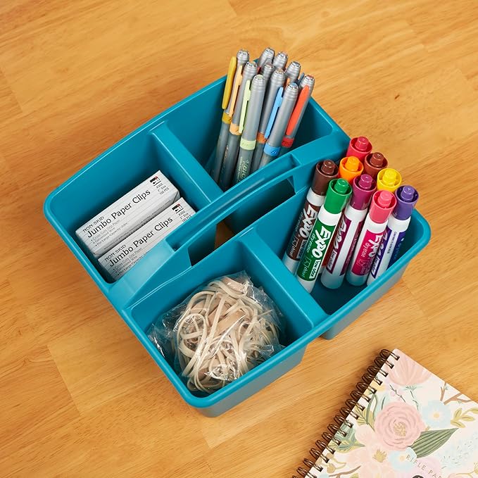 ECR4Kids 4-Compartment Medium Plastic Caddy, Multipurpose Organization, Contemporary, 6-Pack