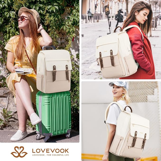 LOVEVOOK Travel Laptop Backpack Purse for Women Fashion Vintage Computer Backpack 15.6 Inch Large Teacher Nurse Backpack Casual Daypack for Business Work College