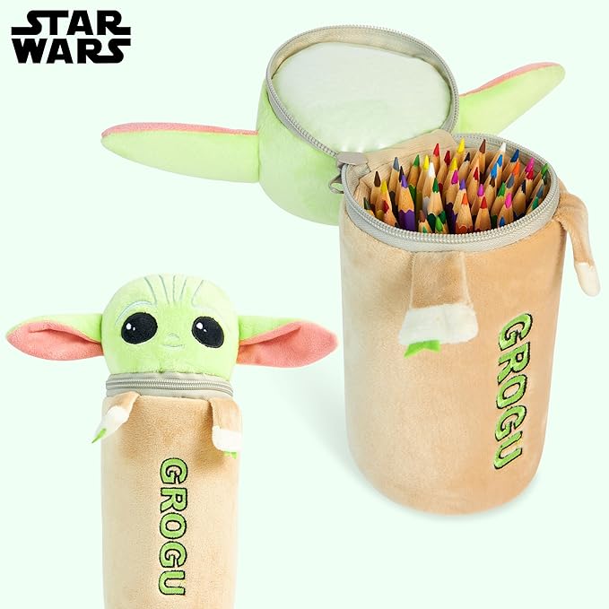Disney Stitch Colored Pencils and Pencil Case 48 Pcs Color Pencil Set Art Supplies (Multi Baby Yoda)