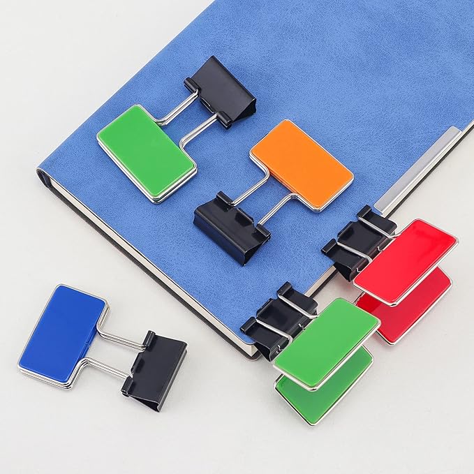 Retangle Medium Paper Clips，Binder Clips, Easy Grip, Assorted Color, Office Supplies，8 Pcs/Set