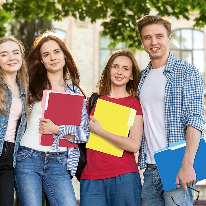 SUNEE File Folders, 18 Pack Manilla Folders 8.5 x 11, Colored File Folders Home Office School Supplies for Documents Files Paper, Red