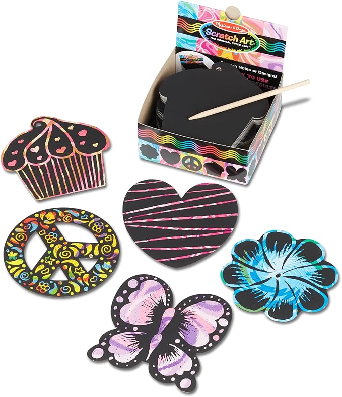 Melissa & Doug Scratch Art® Box of 125 Friendship-Themed Shaped Notes in Desktop Dispenser (Approx. 3.5” x 3.5” Each Note)