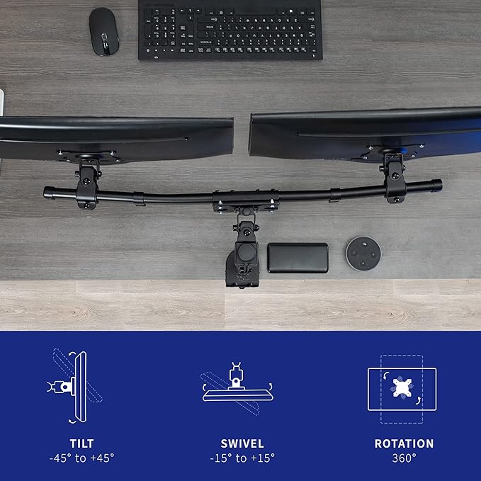 VIVO Dual VESA Bracket Adapter, Horizontal Assembly Mount for 2 Monitor Screens up to 27 inches, MOUNT-VW02A
