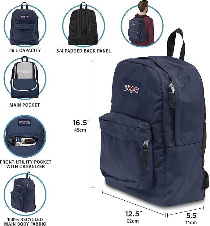 JanSport SuperBreak One Backpack - Durable, Lightweight Bookbag with 1 Main Compartment, Front Utility Pocket with Built-in Organizer - Premium Backpack, Cyberspace Galaxy