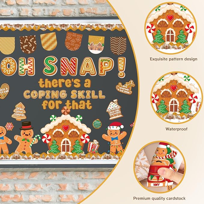 Christmas Bulletin Board Decorations - Christmas Gingerbread Classroom Decorations Set Gingerbread Man House Paper Cutouts Bulletin Board Decor School Office Wall Chalkboard Decor Supplies