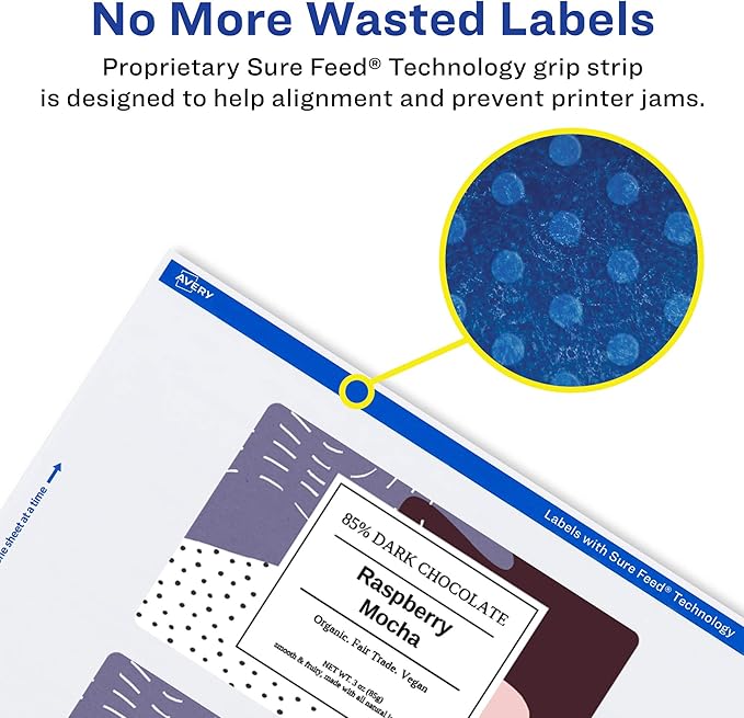 Avery Glossy White Rectangle Labels, Sure Feed Technology, 4" x 6", 100 Glossy White Labels, Print-to-The-Edge, Permanent Adhesive, Laser/Inkjet Printable