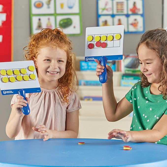 Learning Resources Magnetic Ten-Frame Answer Boards - Set of 4 with 100 Colorful counters/Discs, Ages 5+ | Grades K+ Giant Magnetic Ten Frame Boards Set
