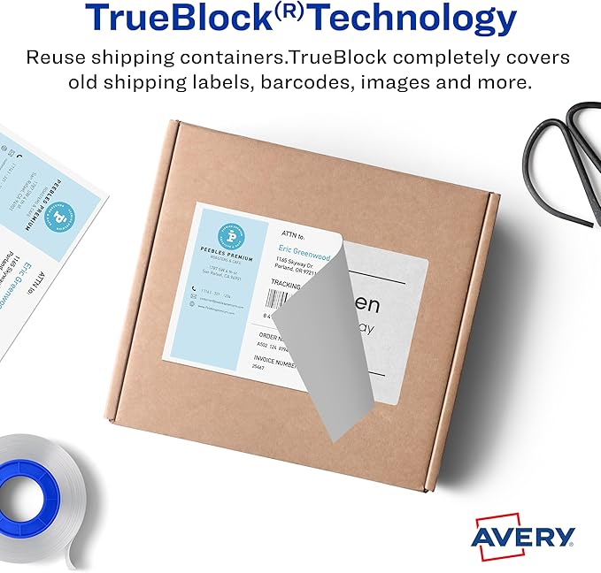 Avery Half-Sheet Printable Shipping Labels, 5.5" x 8.5" Customizable Stickers, White, 200 Blank Mailing Labels, Great for Mailing, Shipping, Organizing, and More (8426)