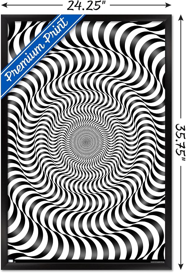 Trends International Zebra Stripe Optical Illusion Wall Poster, 22.375" x 34", Black Framed Version