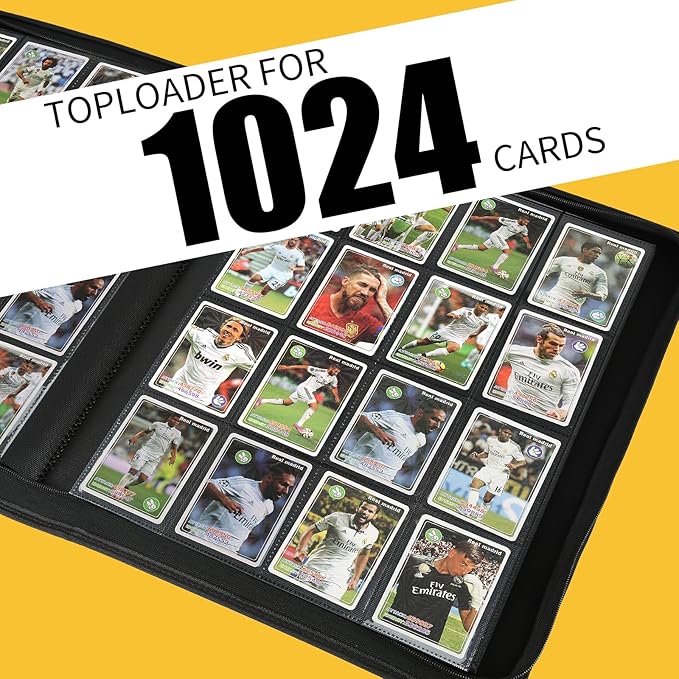 Trading Card Binder 16 Pocket, GERMUN PU Cover Card Binder for 1000+ Cards, Premium Trading Card Holder Folders, Double Sided Pocket Card Album for MTG, TCG (Blue)