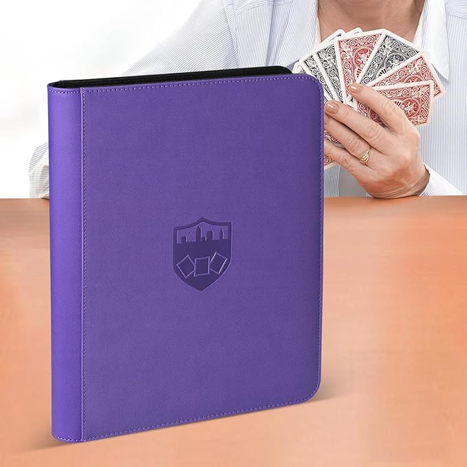 Trading Card Binder 9 Pocket, GERMUN PU Cover Card Binder for 360 Cards, Premium Trading Card Holder Folders, Double Sided Pocket Card Album for MTG, TCG (Purple)